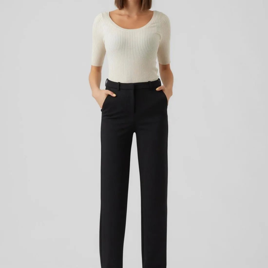 Pantalon droit noir Lana