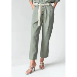 Pantalon droit RUFA kaki Clio en lin
