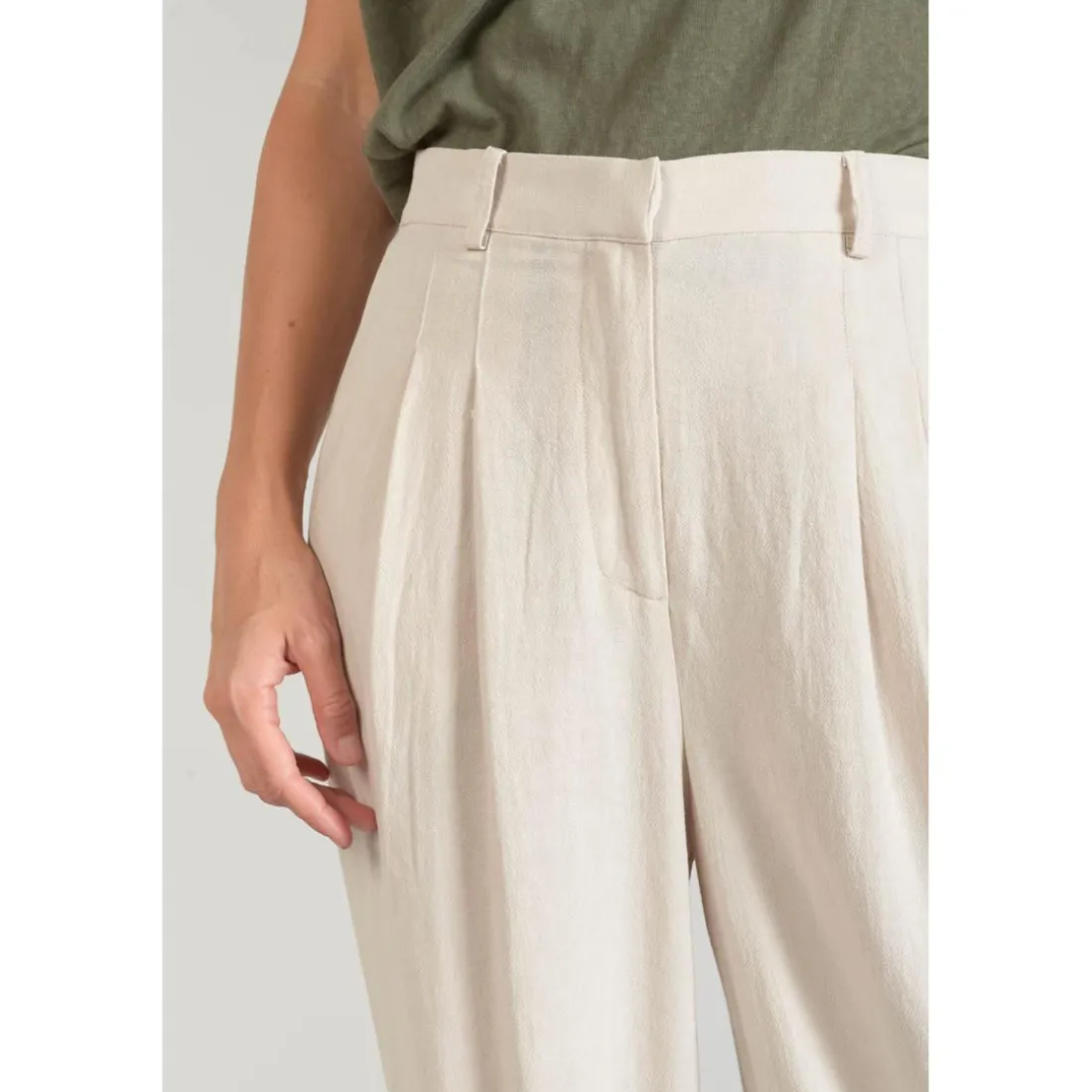 Pantalon droit SAGUA blanc en lin