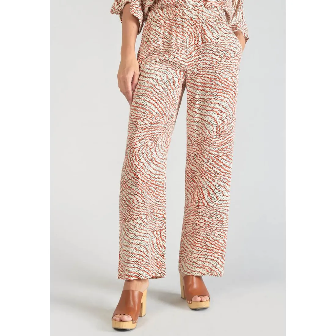 Pantalon droit YESA orange en viscose