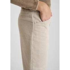 Pantalon droite CORDOGI beige en coton Rose