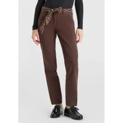 Pantalon droite KRISTIN marron en coton Ida
