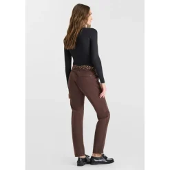 Pantalon droite KRISTIN marron en coton Ida
