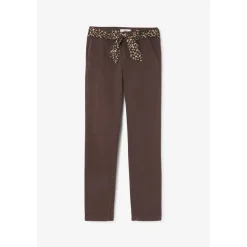 Pantalon droite KRISTIN marron en coton Ida