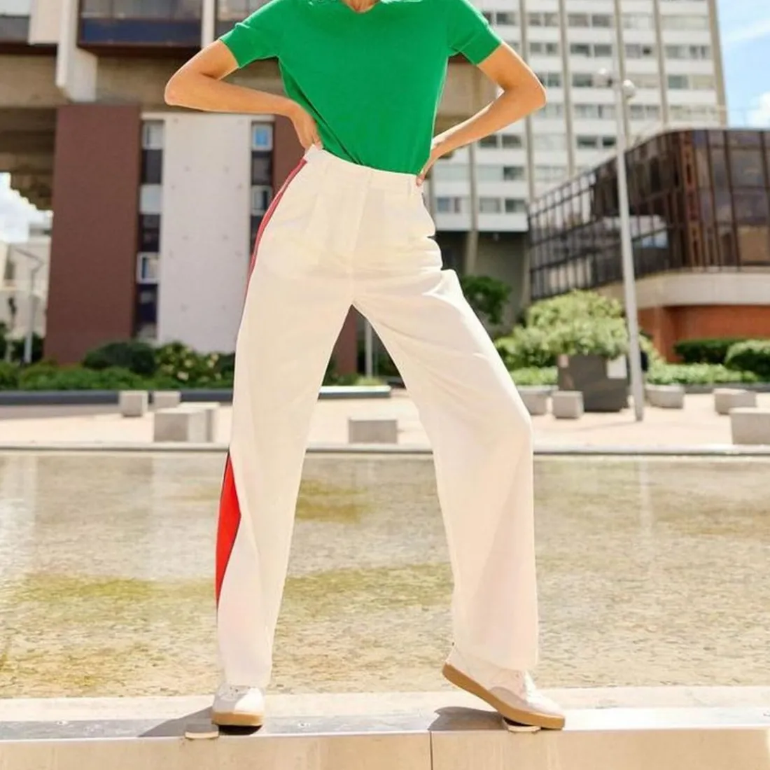 Pantalon ecru PAIGE blanc