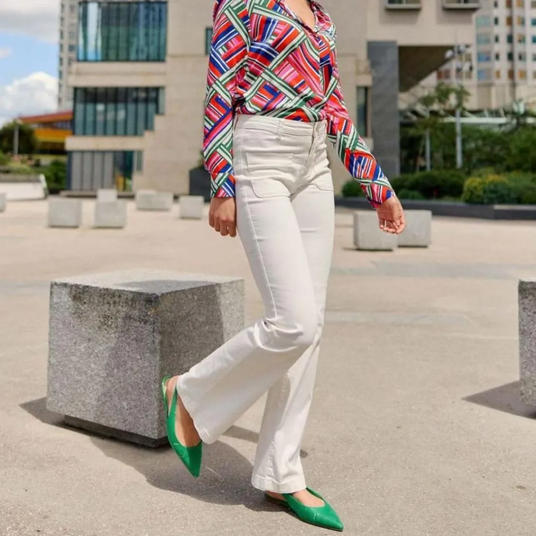 Pantalon ecru SONNY VELOURS en coton blanc