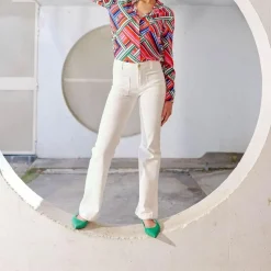Pantalon ecru SONNY VELOURS en coton blanc