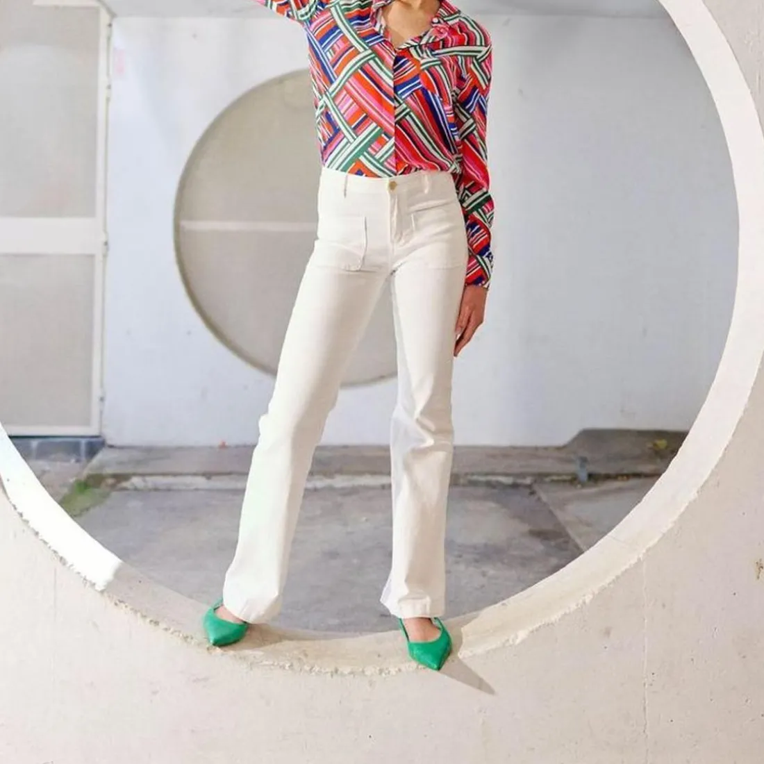 Pantalon ecru SONNY VELOURS en coton blanc