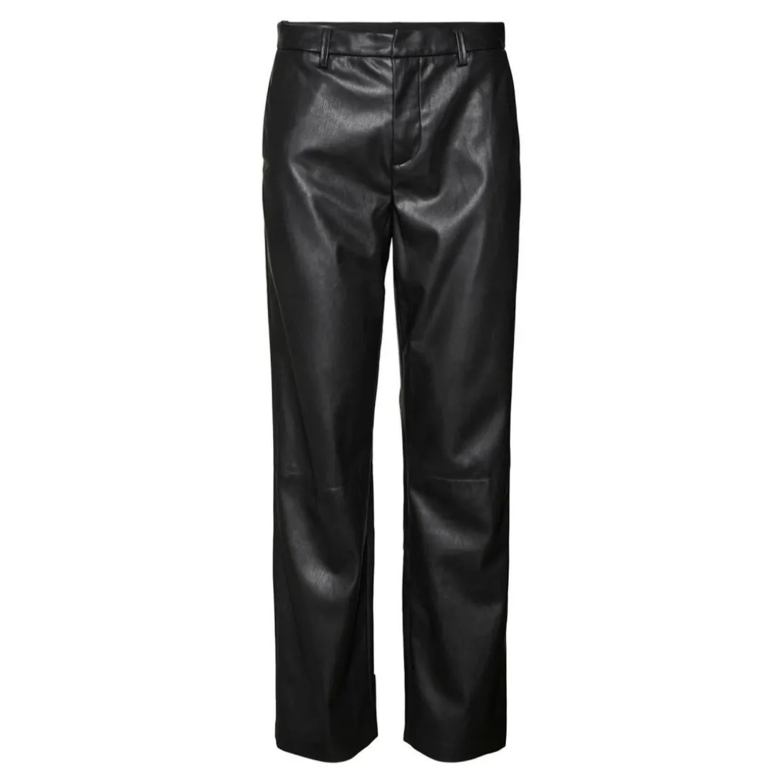 Pantalon en simili-cuir Slim Straight Fit Taille moyenne Pleine longueur noir Ruby