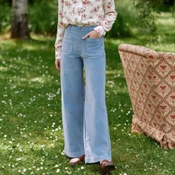 Pantalon en velours ATLANTY bleu gris