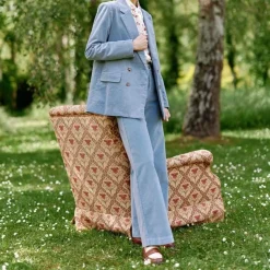 Pantalon en velours ATLANTY bleu gris