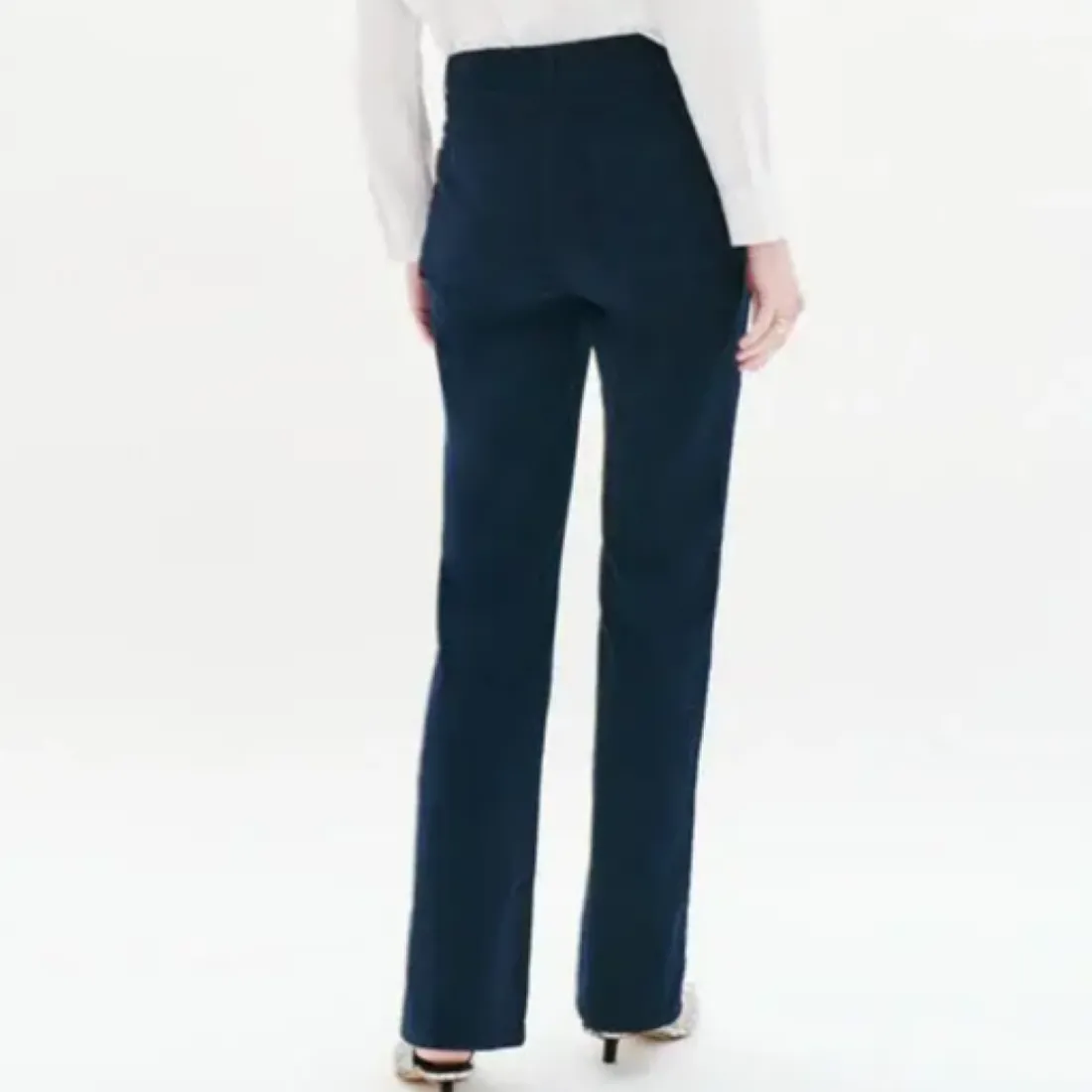 Pantalon femme bleu marine en coton