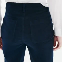 Pantalon femme bleu marine en coton