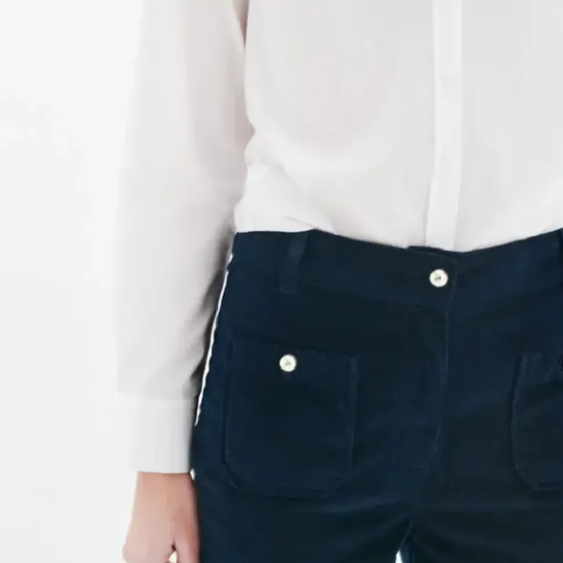 Pantalon femme bleu marine en coton