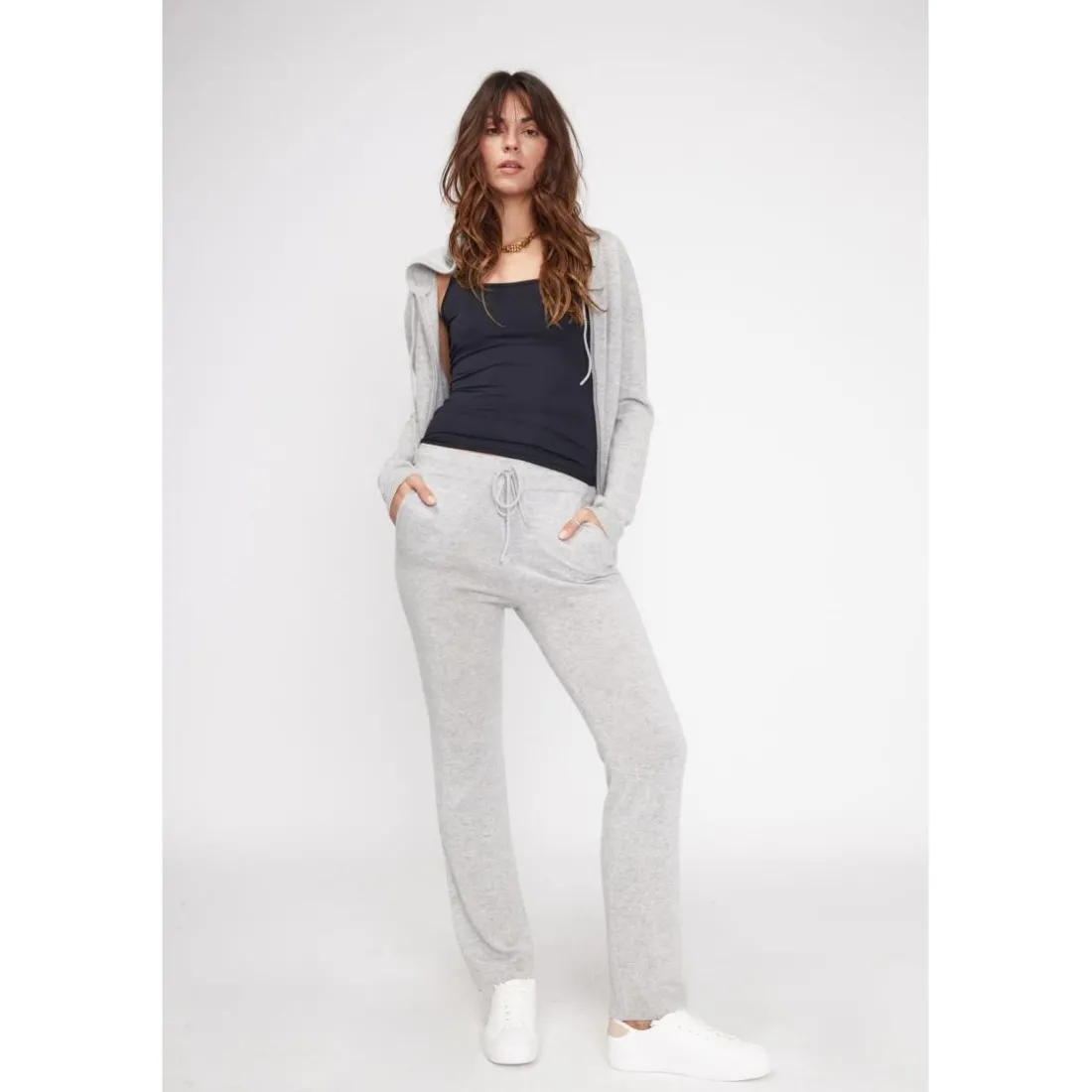 Pantalon femme ZUMBA en cachemire gris perle