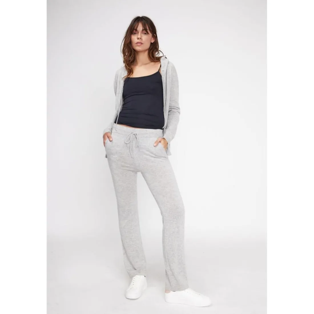 Pantalon femme ZUMBA en cachemire gris perle