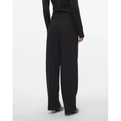 Pantalon fermeture à crochets et à œillets avec fermeture éclair taille moyenne noir Léa