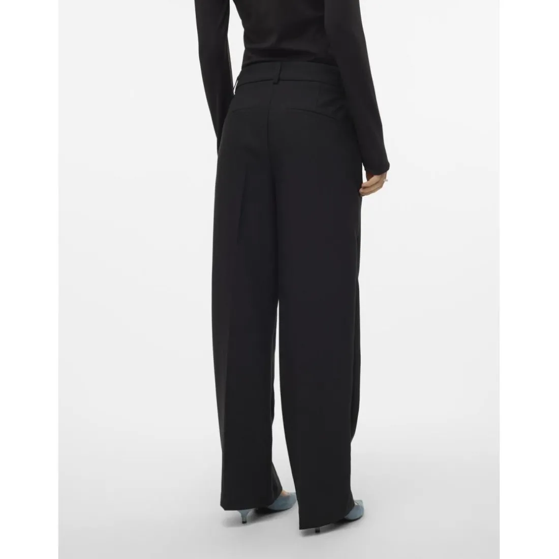 Pantalon fermeture à crochets et à œillets avec fermeture éclair taille moyenne noir Léa