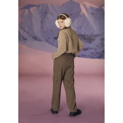 Pantalon fille, cargo Ruzenagi à motif pied de poule beige