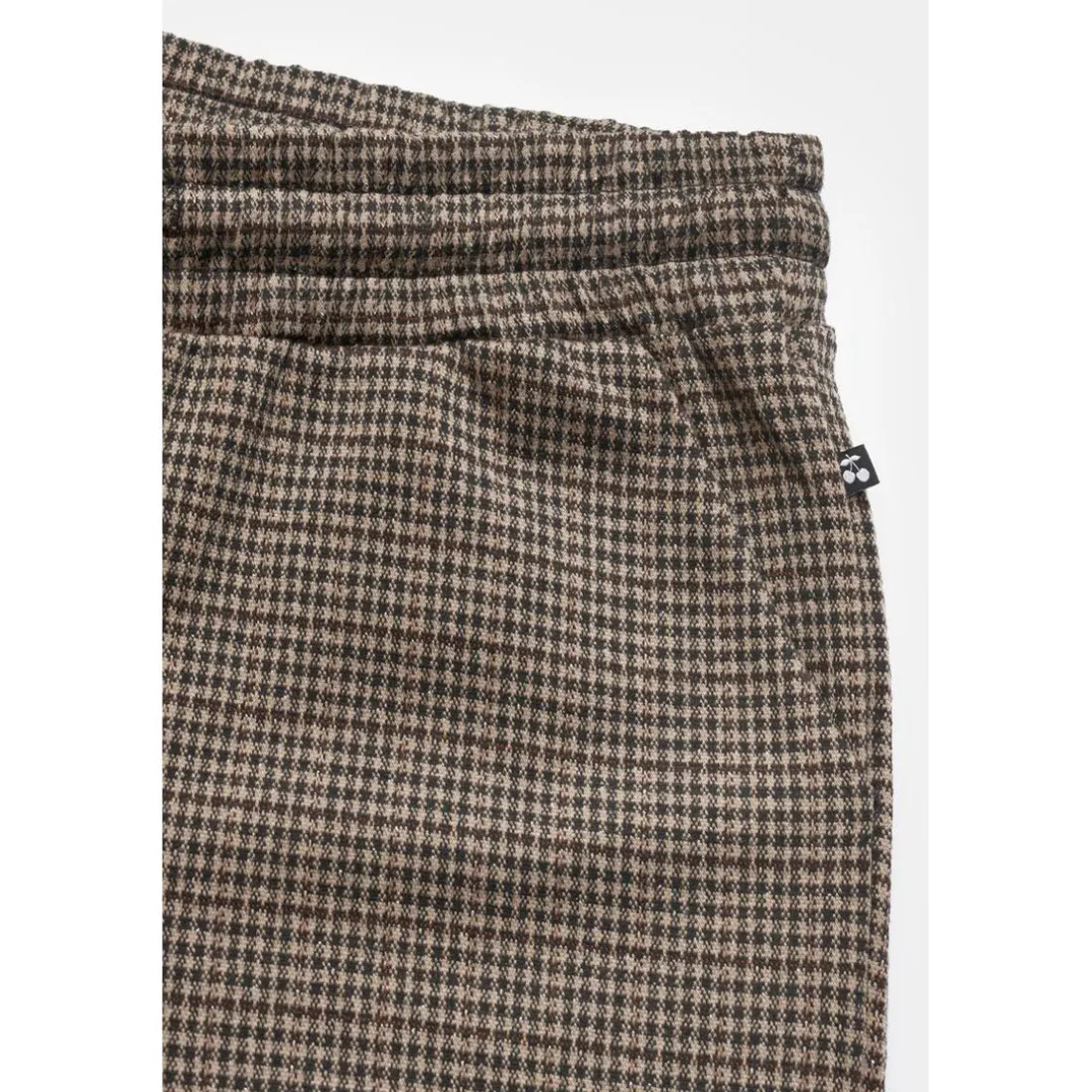 Pantalon fille, cargo Ruzenagi à motif pied de poule blanc