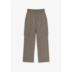 Pantalon fille, cargo Ruzenagi à motif pied de poule blanc