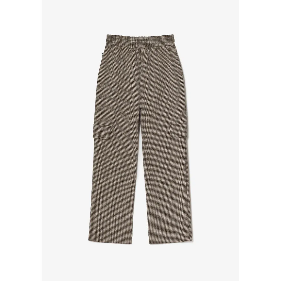 Pantalon fille, cargo Ruzenagi à motif pied de poule blanc