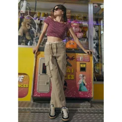 Pantalon fille, droit SIENAGI beige