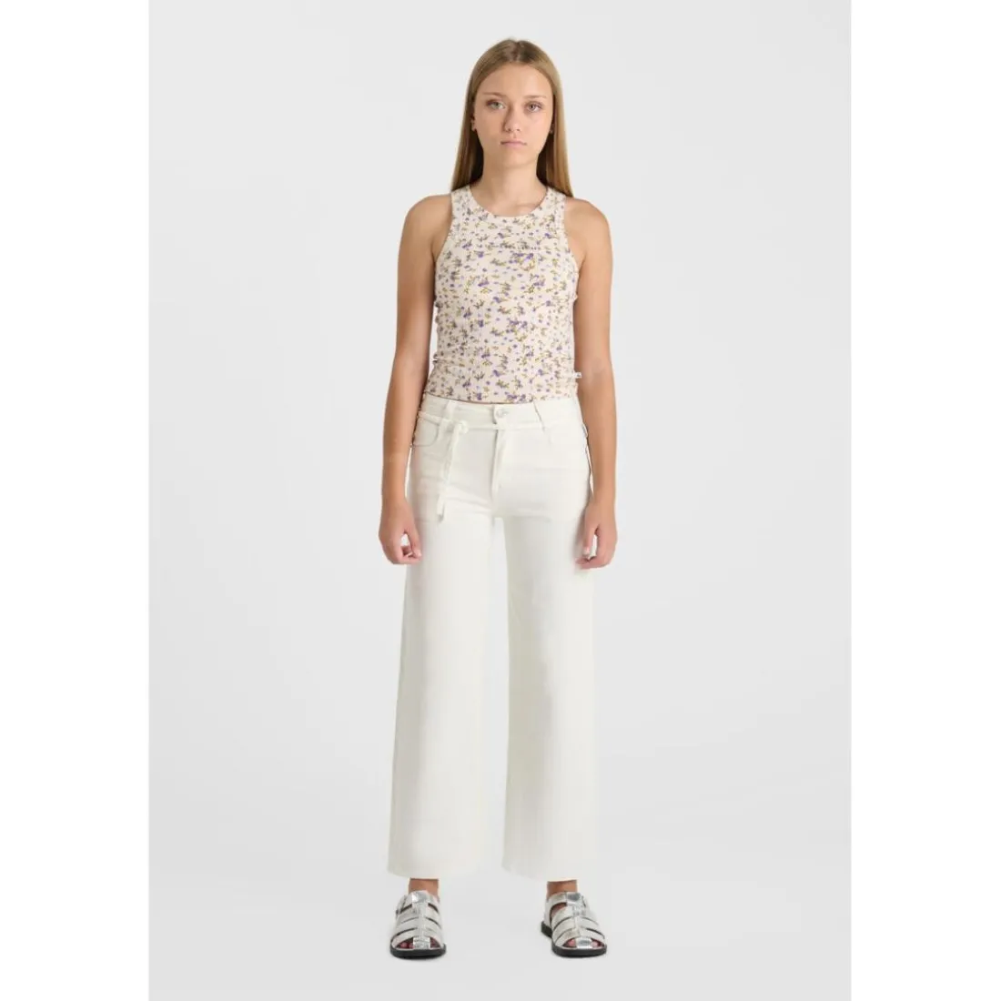 Pantalon fille flare en jeans ALEXGI blanc Ruby