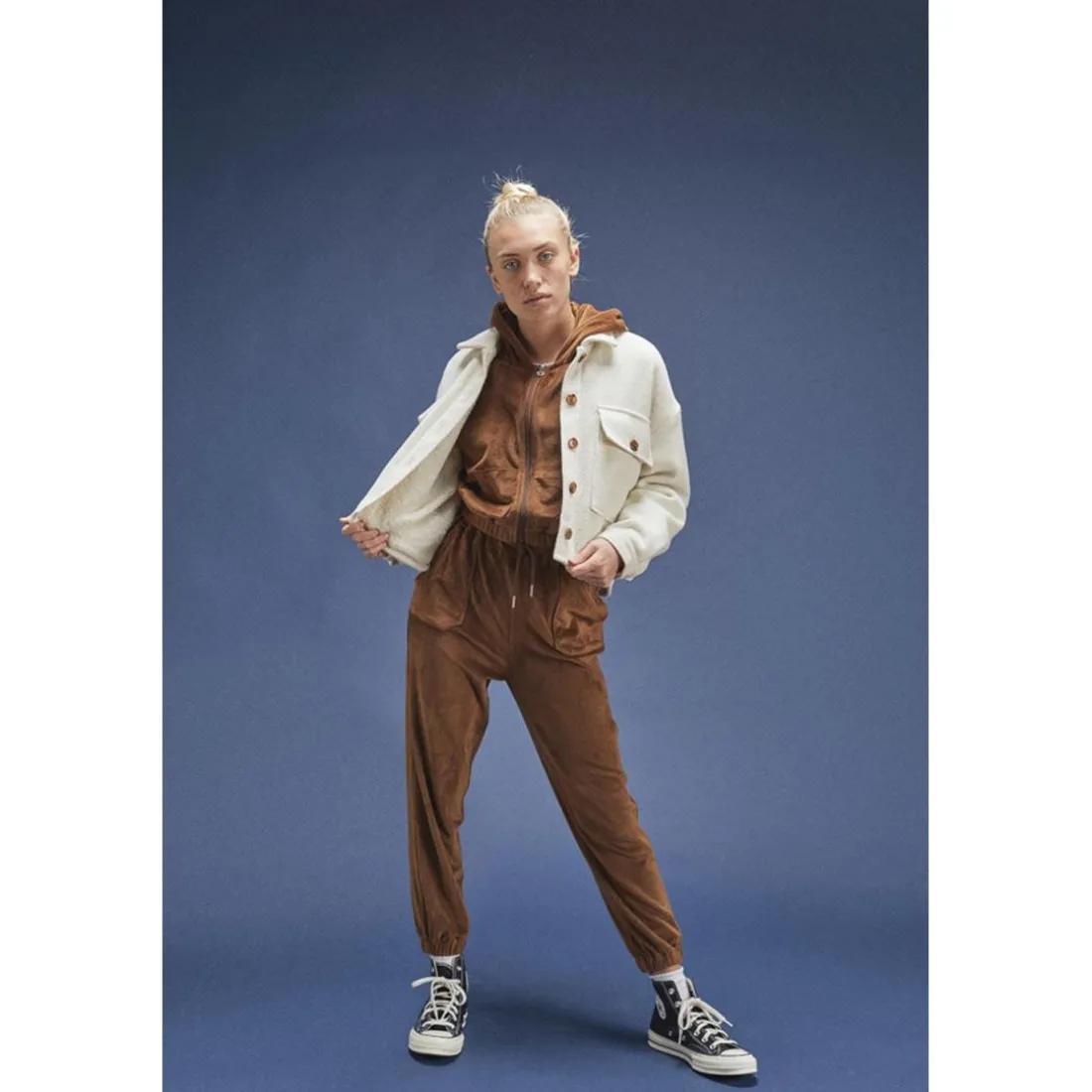 Pantalon fille, jogpant MOCHAGI marron