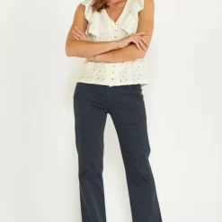 Pantalon Flare Joelle bleu nuit en coton