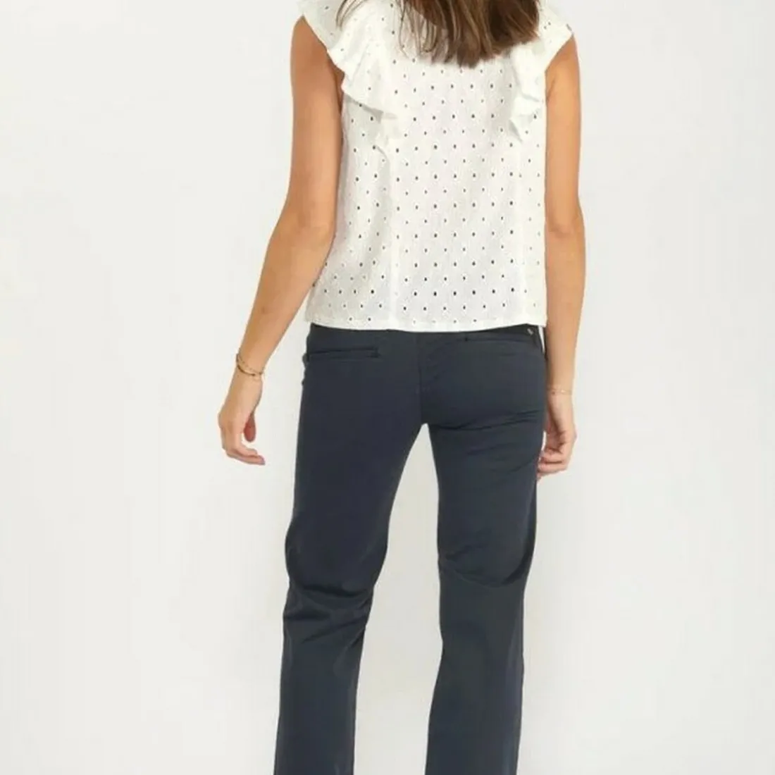 Pantalon Flare Joelle bleu nuit en coton