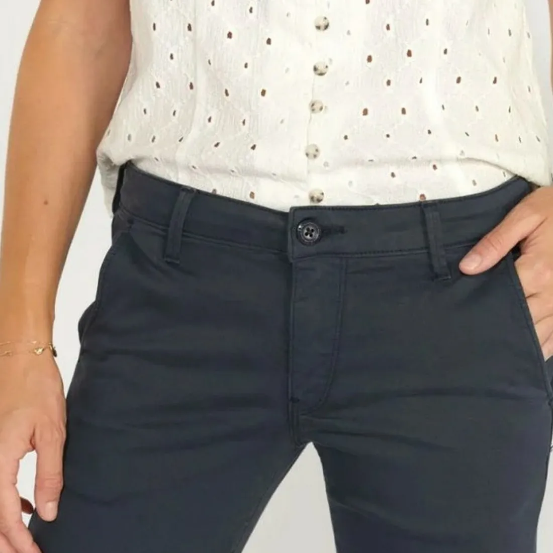 Pantalon Flare Joelle bleu nuit en coton