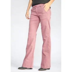 Pantalon Flare Joelle rose poudré en coton