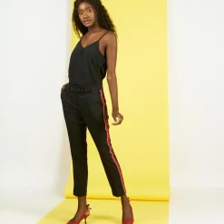 Pantalon fluide à bandes Carlos noir