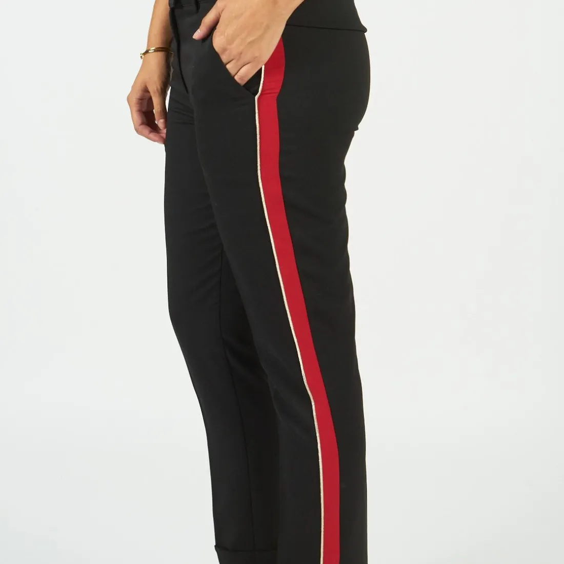 Pantalon fluide à bandes Carlos noir