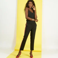 Pantalon fluide à bandes Carlos noir