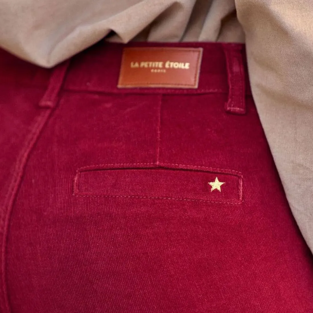 Pantalon framboise SONNY VELOURS en coton
