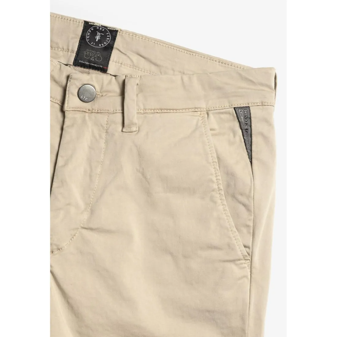 Pantalon garçon, chino Jasbo beige sable blanc en coton