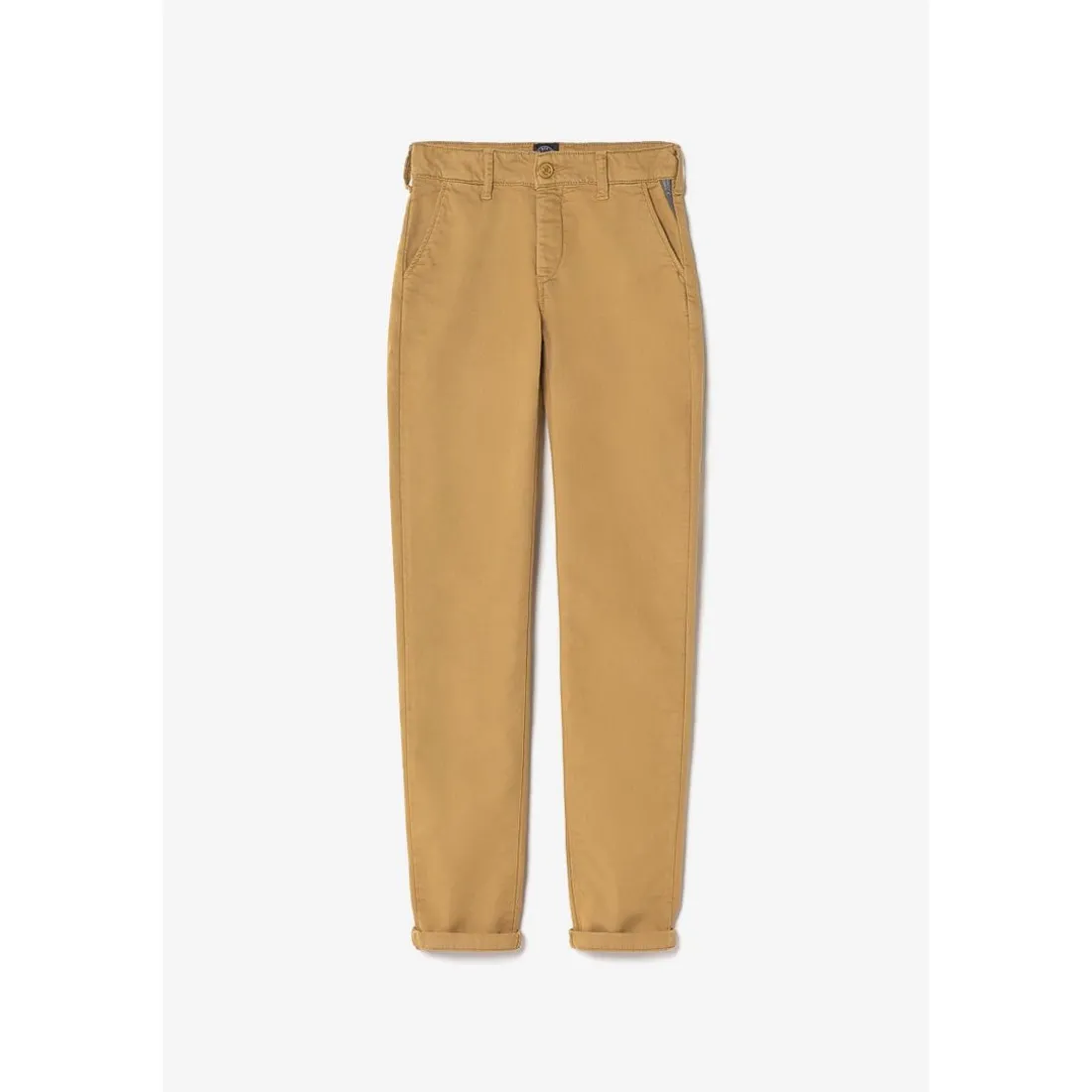 Pantalon garçon, chino Jogg Kurty latte blanc en coton
