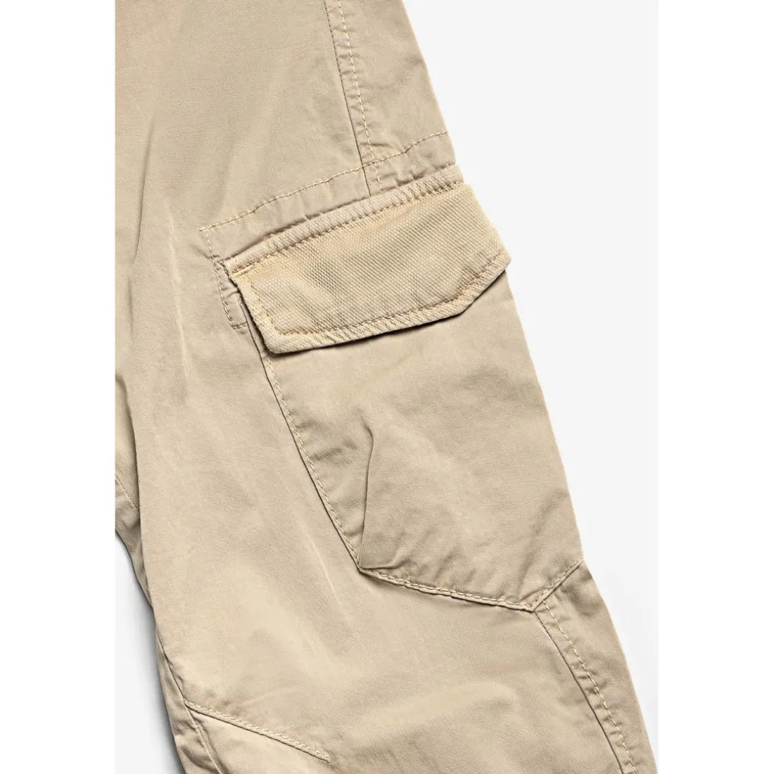 Pantalon garçon, Patos tapered arqué beige blanc en coton