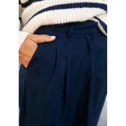 Pantalon Large MIRAZIO bleu marine en coton