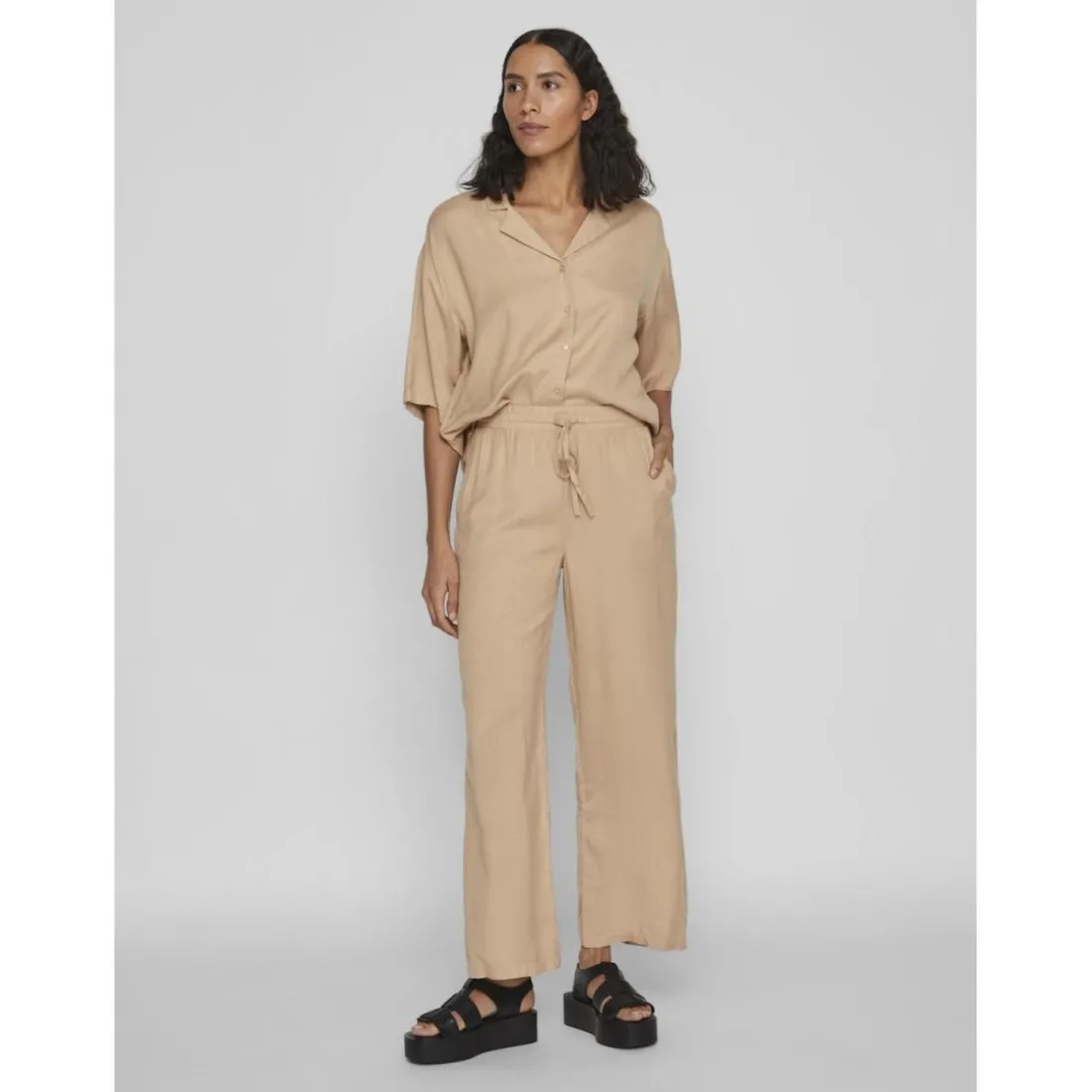 Pantalon loose fit gris en viscose