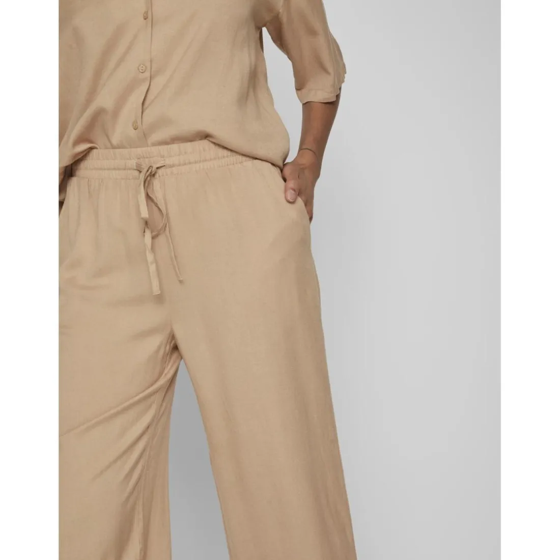 Pantalon loose fit gris en viscose