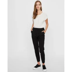 Pantalon Loose Fit Taille moyenne Pleine longueur noir en viscose Ella