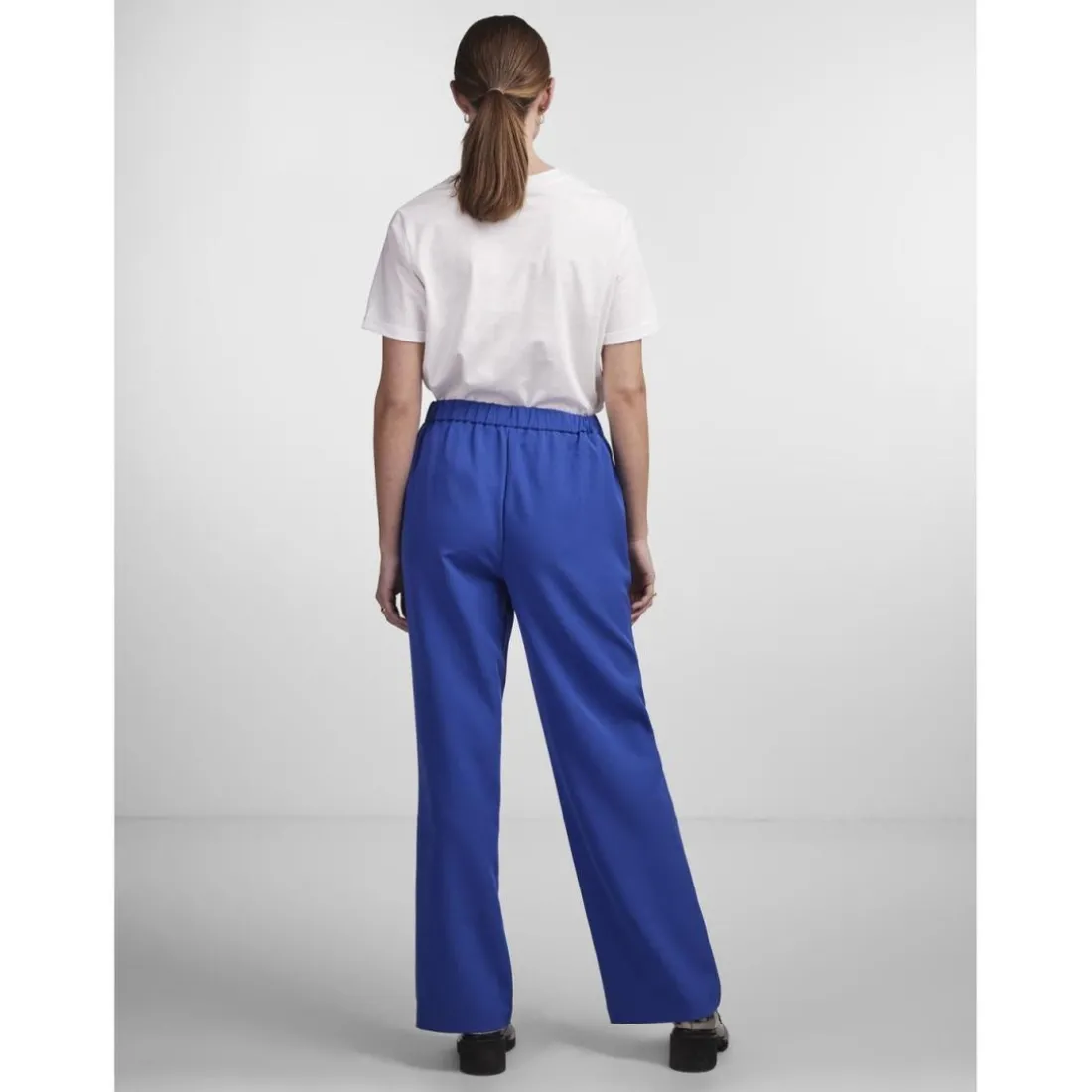 Pantalon loose fit taille élastiquée bleu