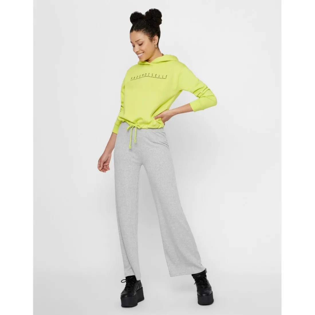 Pantalon loose fit taille élastiquée gris