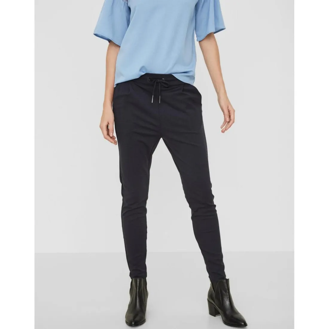 Pantalon Loose Fit Taille moyenne Pleine longueur bleu en viscose Zola