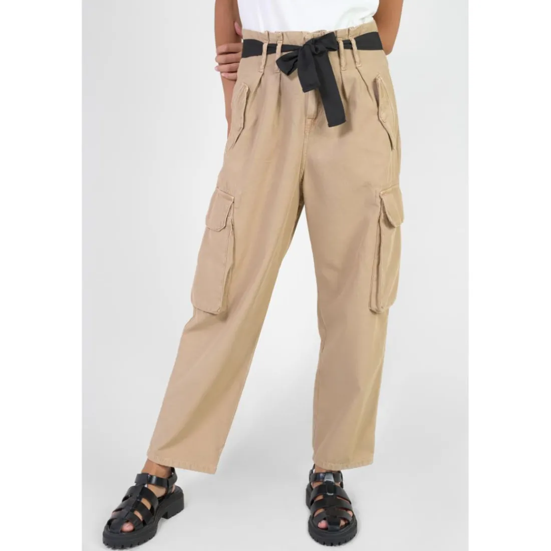 Pantalon loose, large AMBROISE beige en coton Lyra