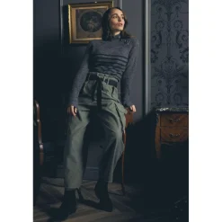 Pantalon loose, large AMBROISE vert en coton