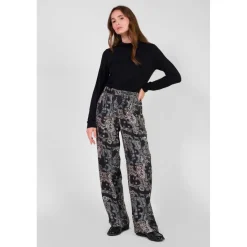 Pantalon loose, large BULBIZA noir Xia en viscose